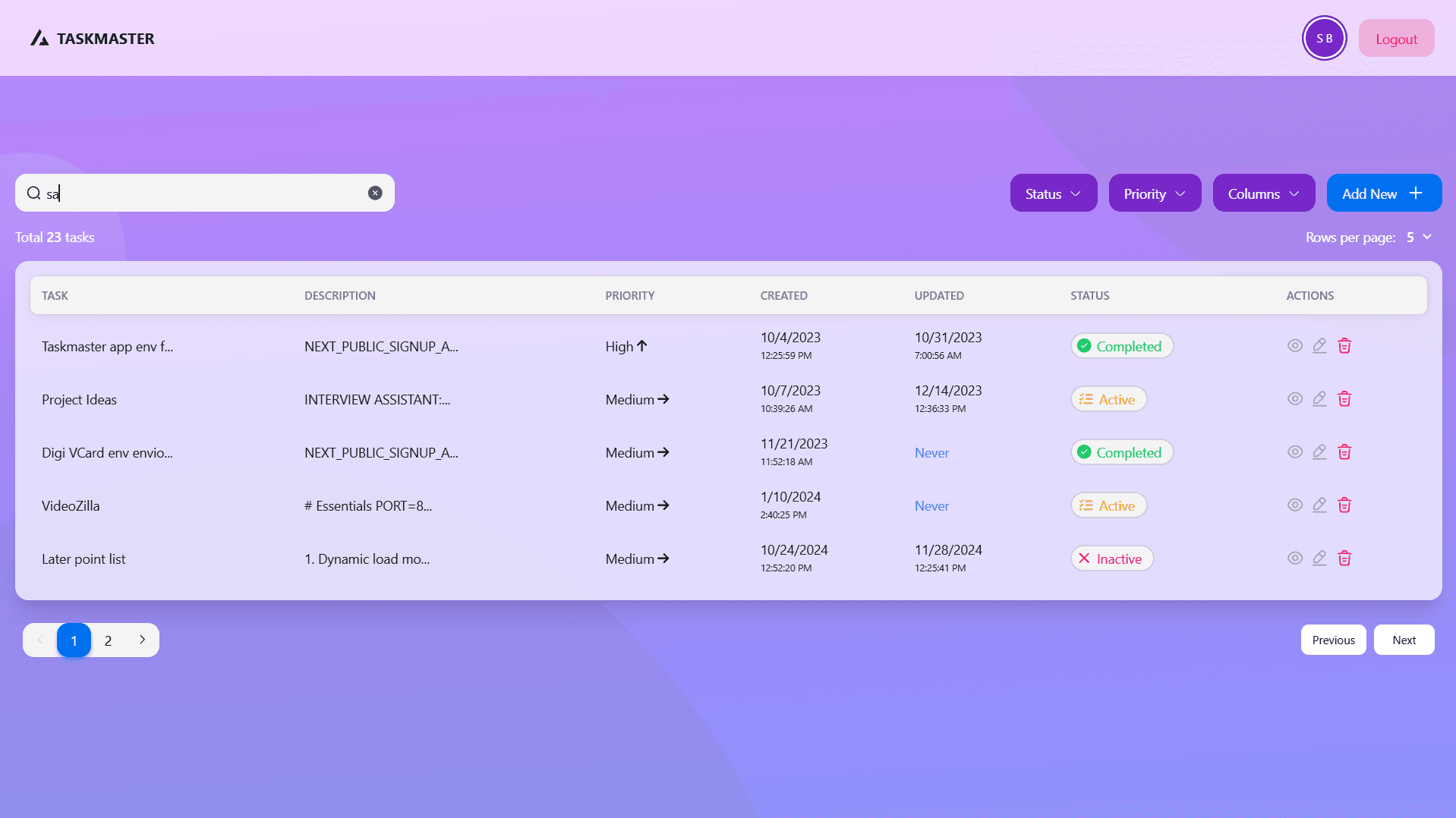 Taskmaster screenshot